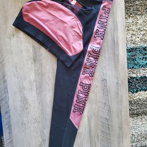 Pink sports bra and leggings